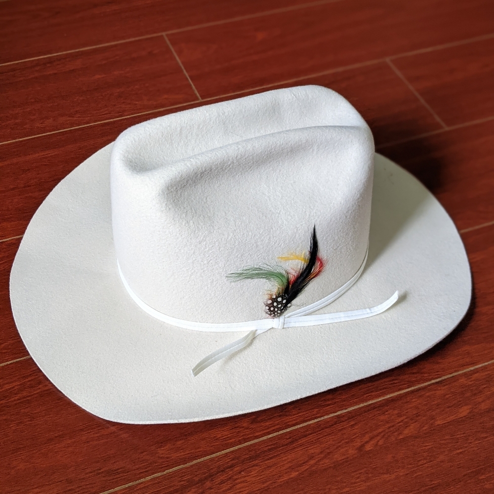 Smithbilt white cream western felt wool white hat